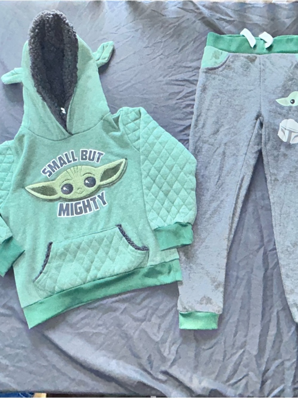 Star Wars Toddler Green and Gray 'Small But Mighty' Baby Yoda Matching Set